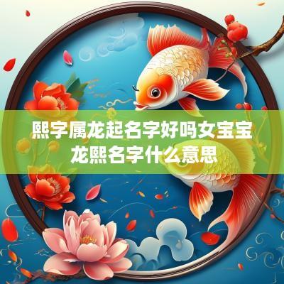 熙字属龙起名字好吗女宝宝 龙熙名字什么意思