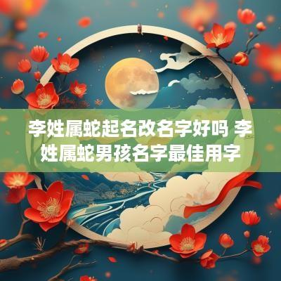 李姓属蛇起名改名字好吗 李姓属蛇男孩名字最佳用字