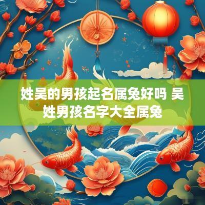 姓吴的男孩起名属兔好吗 吴姓男孩名字大全属兔