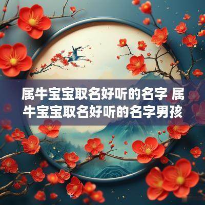 属牛宝宝取名好听的名字 属牛宝宝取名好听的名字男孩