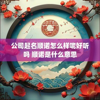 公司起名顺诺怎么样呢好听吗 顺诺是什么意思