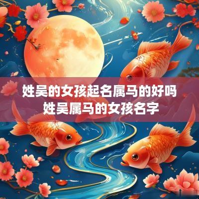 姓吴的女孩起名属马的好吗 姓吴属马的女孩名字