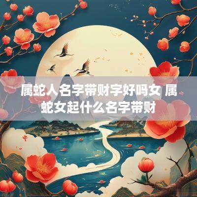 属蛇人名字带财字好吗女 属蛇女起什么名字带财 属蛇人名字带财字好吗女 属蛇女起什么名字带财