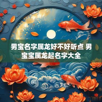 男宝名字属龙好不好听点 男宝宝属龙起名字大全