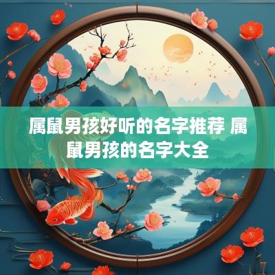 属鼠男孩好听的名字推荐 属鼠男孩的名字大全