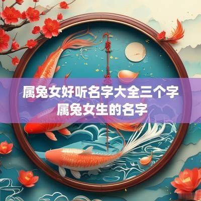属兔女好听名字大全三个字 属兔女生的名字