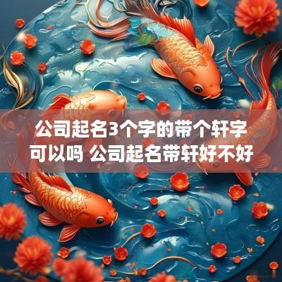 公司起名3个字的带个轩字可以吗 公司起名带轩好不好