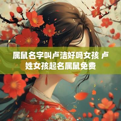属鼠名字叫卢洁好吗女孩 卢姓女孩起名属鼠免费