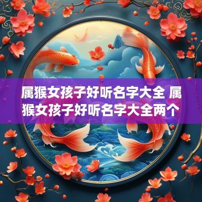 属猴女孩子好听名字大全 属猴女孩子好听名字大全两个字