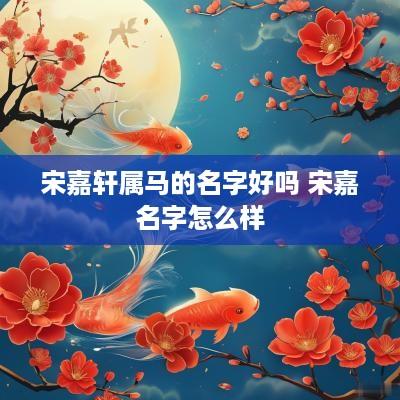 宋嘉轩属马的名字好吗 宋嘉名字怎么样