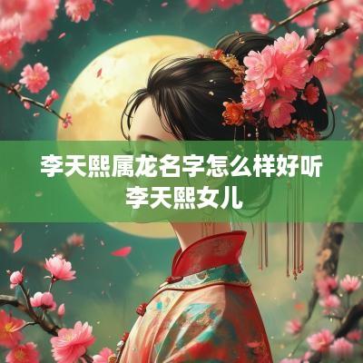 李天熙属龙名字怎么样好听 李天熙女儿