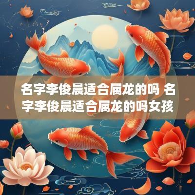 名字李俊晨适合属龙的吗 名字李俊晨适合属龙的吗女孩