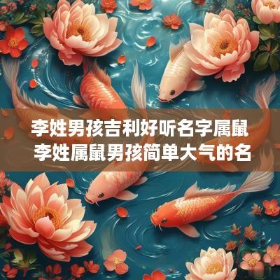 李姓男孩吉利好听名字属鼠 李姓属鼠男孩简单大气的名字