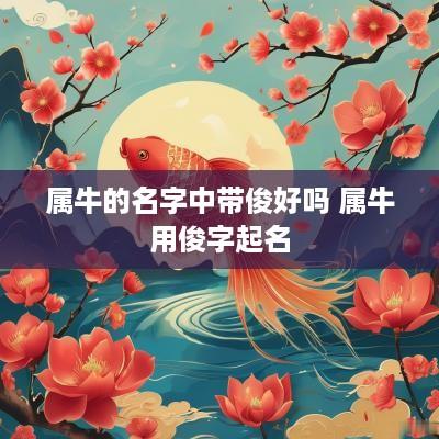 属牛的名字中带俊好吗 属牛用俊字起名