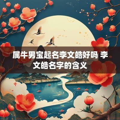 属牛男宝起名李文皓好吗 李文皓名字的含义