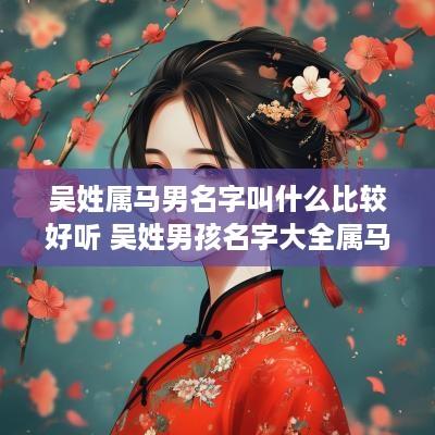 吴姓属马男名字叫什么比较好听 吴姓男孩名字大全属马