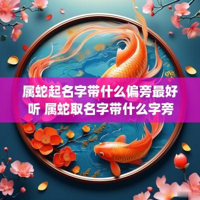 属蛇起名字带什么偏旁最好听 属蛇取名字带什么字旁