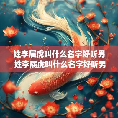 姓李属虎叫什么名字好听男 姓李属虎叫什么名字好听男孩