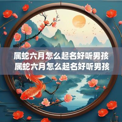 属蛇六月怎么起名好听男孩 属蛇六月怎么起名好听男孩子