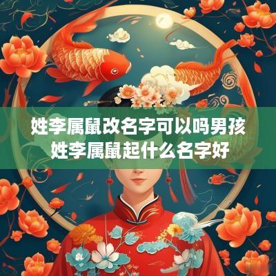 姓李属鼠改名字可以吗男孩 姓李属鼠起什么名字好