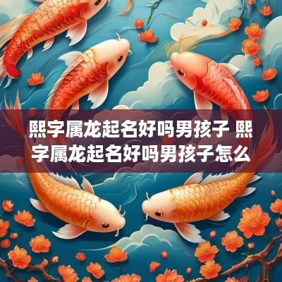 熙字属龙起名好吗男孩子 熙字属龙起名好吗男孩子怎么取
