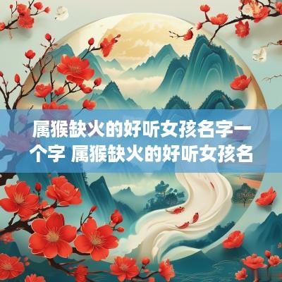 属猴缺火的好听女孩名字一个字 属猴缺火的好听女孩名字一个字怎么取