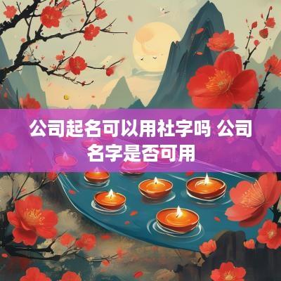 公司起名可以用社字吗 公司名字是否可用