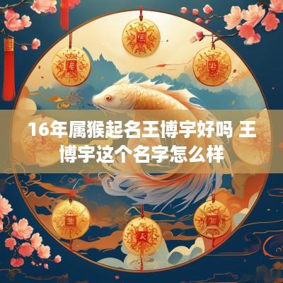 16年属猴起名王博宇好吗 王博宇这个名字怎么样
