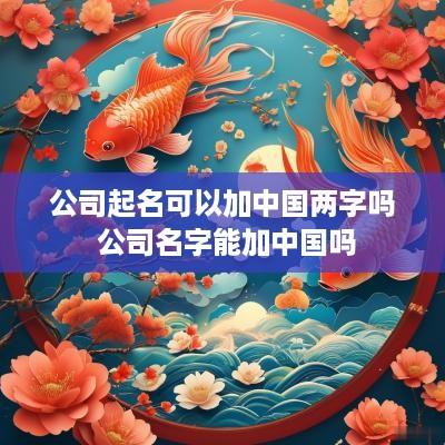 公司起名可以加中国两字吗 公司名字能加中国吗