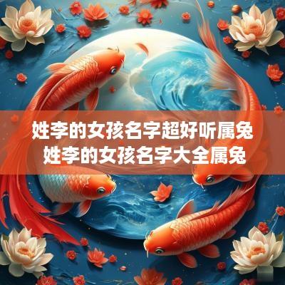 姓李的女孩名字超好听属兔 姓李的女孩名字大全属兔