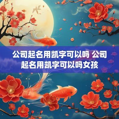 公司起名用凯字可以吗 公司起名用凯字可以吗女孩