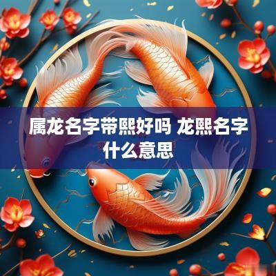 属龙名字带熙好吗 龙熙名字什么意思
