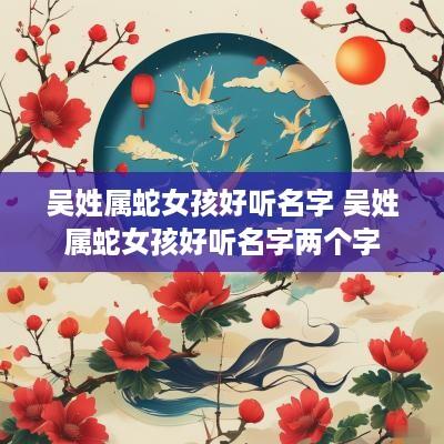 吴姓属蛇女孩好听名字 吴姓属蛇女孩好听名字两个字