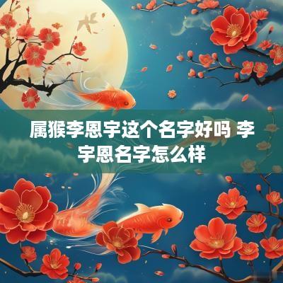 属猴李恩宇这个名字好吗 李宇恩名字怎么样