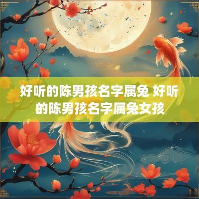 好听的陈男孩名字属兔 好听的陈男孩名字属兔女孩
