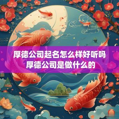 厚德公司起名怎么样好听吗 厚德公司是做什么的