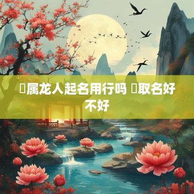 瑀属龙人起名用行吗 瑀取名好不好