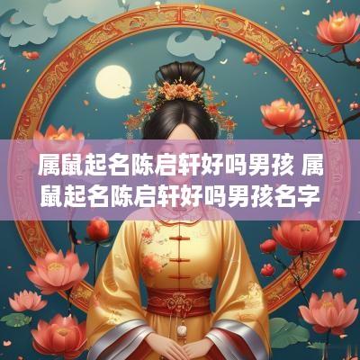 属鼠起名陈启轩好吗男孩 属鼠起名陈启轩好吗男孩名字