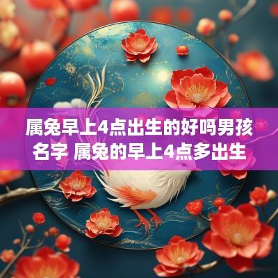 属兔早上4点出生的好吗男孩名字 属兔的早上4点多出生好吗