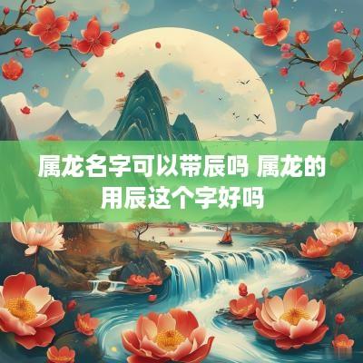 属龙名字可以带辰吗 属龙的用辰这个字好吗