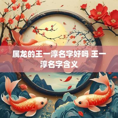 属龙的王一淳名字好吗 王一淳名字含义