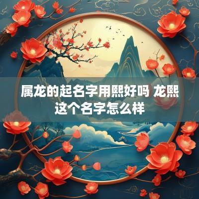 属龙的起名字用熙好吗 龙熙这个名字怎么样