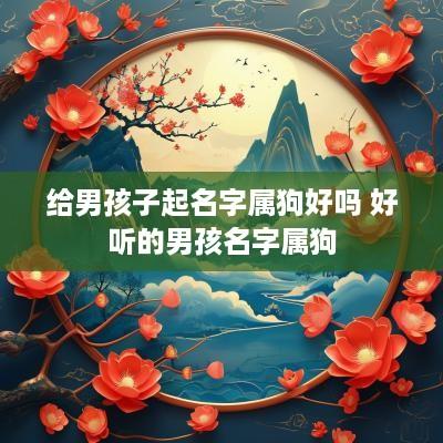 给男孩子起名字属狗好吗 好听的男孩名字属狗