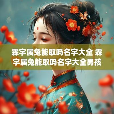 霖字属兔能取吗名字大全 霖字属兔能取吗名字大全男孩