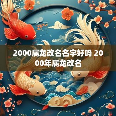 2000属龙改名名字好吗 2000年属龙改名