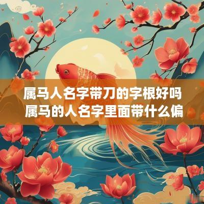属马人名字带刀的字根好吗 属马的人名字里面带什么偏旁好