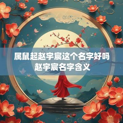 属鼠起赵宇宸这个名字好吗 赵宇宸名字含义
