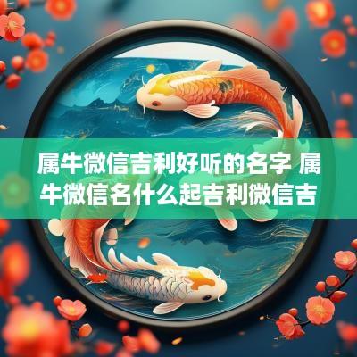 属牛微信吉利好听的名字 属牛微信名什么起吉利微信吉利名