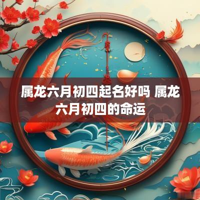 属龙六月初四起名好吗 属龙六月初四的命运