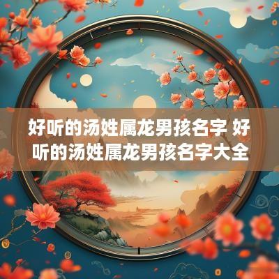 好听的汤姓属龙男孩名字 好听的汤姓属龙男孩名字大全
